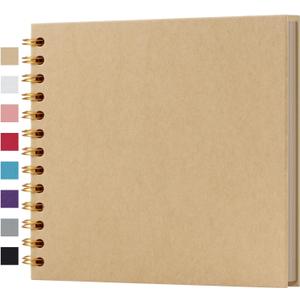 Potricher 7 x 7 Inch DIY Scrapbook Album 40 Pages Hardcover Kraft Paper Scrap Book Photo Albums Memory Book for Wedding and Anniversary Family (Yellow, 7 Inch)