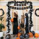 Halloween Black Floral Ghost Picks Garland with Maple Leaf Vines Hanging for Table Room Party Office Indoor Outdoor Backdrop Wall Decor 70.87 Inch