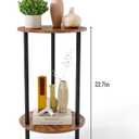 Round Side Table Set of 2, 2-Tier End Table, Small Round Nightstands with Storage, Modern Accent/Bedside Table for Living Room, Bedroom-Brown
