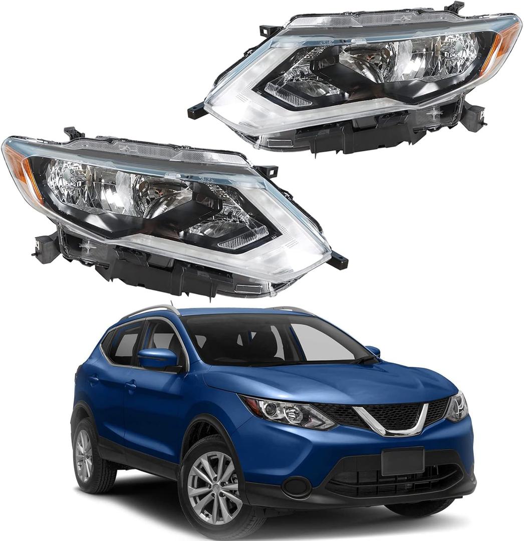 Halogen Headlights Left and Right Side Headlamp Assembly Replacement for Rogue 2017 2018 2019 Halogen