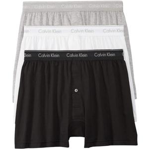 Calvin Klein Men's Cotton Classics 3-Pack Knit Boxer (Medium, Black, Grey Heather, White)
