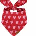 Dog Bandanas for Boys and Girls, Dog Birthday Bandana - Handmade Premium Quality Adjustable Neck Scarf for Medium & Large Breed Dogs(Red Valentine's Day)