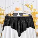 B-COOL Black Sequin Table Overlay 50x50 inch Square Sequin Tablecloth Halloween Sparkle Glitz Tablecloth Popular Sequin Decoration Tableclcoth