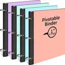 LETVPVOW 4 Pcs 360° Pivotable 3 Ring Binder, Soft 1 inch Binders 3 Ring, Flexible Thin Soft Three Ring Binder Fits 8.5" x 11", for Home, School and Office-Blue, Green, Pink, Purple
