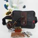 Canvas Belt Bag for Men, Tobacco Pipe Waist Purse, Smoking Accessory Waist Bag for Hiking Camping Riding Fishing