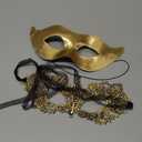 Couple Masquerade Lace Mask Set, Fit for Women and Men Venetian Halloween Masks, Specially for Costume, Mardi Gras (Gold)