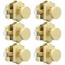 Goldenwarm Gold Door Knobs Interior, Zinc-Alloy Heavy Duty Brushed Gold Door Knobs, Privacy Door Knob Interior for Bedroom Bathroom (6 Pack)