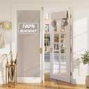 RYB HOME 100% Blackout Linen Door Window Curtains, W 30 x L 69, 1 Panel, Sand | Light Blocking Thermal Insulated Curtains for French Door