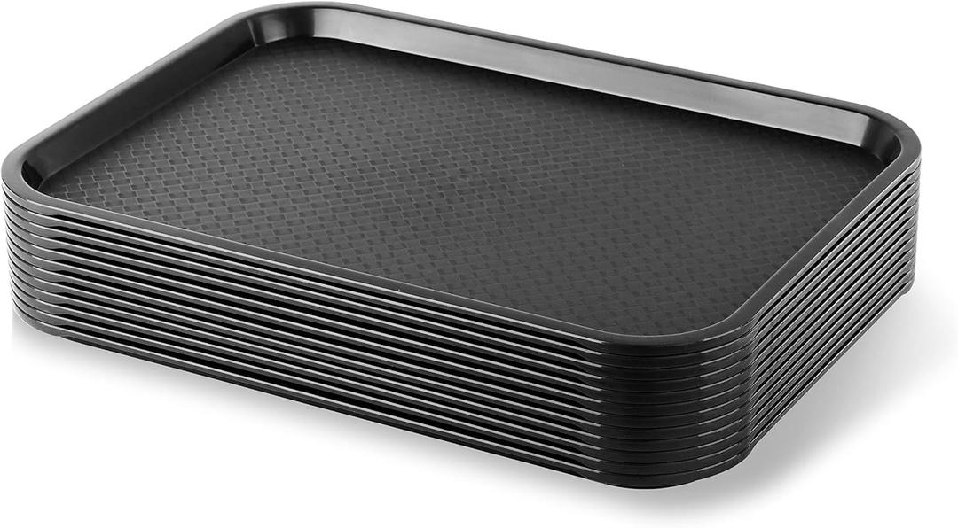 New Star Foodservice Fast Food Tray, Set of 12 (Black, 12 by 16-Inch)