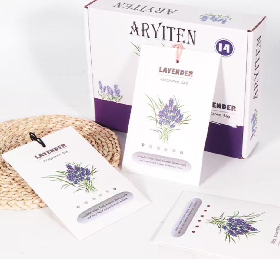Aryiten 14 Packs Large Lavender Scented Sachets for Closet Deodorizer Drawers, Hanging Long Lasting Natural Air Freshener for Home