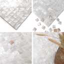 Peel and Stick Backsplash Mother of Pearl Tile, Yew & Tulip Self-Adhesive Natural Nacre Shell Seamless 12 x 12 Mosaic Sheet for Kitchen Backsplash Home Decor (Ivory White, 1 Sheet/Box, 1 sq.ft.)