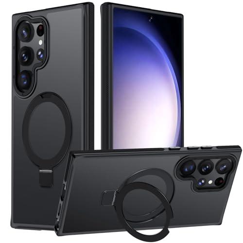 Mondelete for Samsung Galaxy S23 Ultra Case, Magnetic Adjustable Ring Stand [Fit for Magsafe], [Military-Grade Shockproof Protection] Phone Case for S23 Ultra Case with Kickstand&Ring Holder (Black)