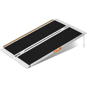 4 Feet Portable Wheelchair Ramp, Non-Skid Aluminum Handicap Ramps with Handle, Folding Threshold Wheel Chair Ramp for Home Steps, Stairs, Entry, Threshold, Curbs, Stairs, 800LBS Capacity (4FT(Using height 4-12''))