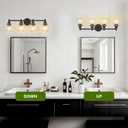 4-Light Bathroom Light Fixture Black Vanity Lights Over Mirror Modern Wall Sconce Farmhouse Vintage Bathroom Vanity Lighting with Glass Shade for Bedroom Hallway Cabinet Bathroom