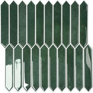 10-Sheet Peel and Stick Backsplash Tile, Self-Adhesive Green Long Hexagon Wall Tiles, Stick on Backsplash for Kitchen, Bathroom, Fireplace, RV, Thicker Design(12"12").