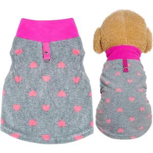 Rbenxia 1 Piece of Grey Dog Heart Sweater with Leash Ring Soft Fleece Vest Dog Pullover Warm Jacket Pet Dog Clothes Winter Dog Outfits for Small Puppy Cat Pets (XX-Large)