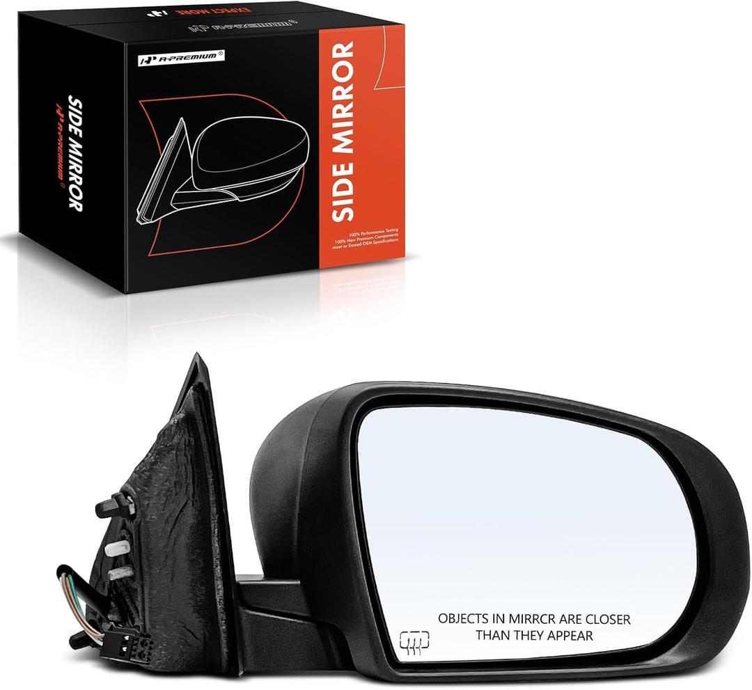 A-Premium Passenger Side Power Door Mirror - Compatible with Jeep Cherokee 2014 2015 2016 2017 2018 - Heated Manual Folding Black Outside Rear View Mirror - Replace# 68164060AD