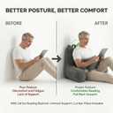 Patented Design Corduroy Reading Pillow with Arms, Ergonomic Bed Rest Pillow with Extra Lumbar Pillow for Sitting in Bed or Couch, Upper Back Support for Reading & Relaxing, Dark Grey, Large