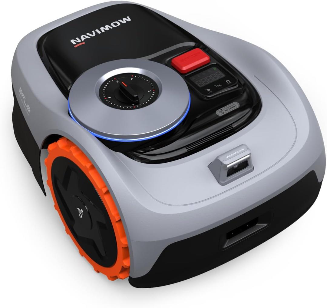 Segway Navimow i105N Robot Lawn Mower Perimeter Wire Free 1/8 Acre RTK+Vision Robotic Lawnmower, AI-Assisted Mapping, Virtual Boundary, APP Control, 58dB(A) Quite, Multi-Zone Management