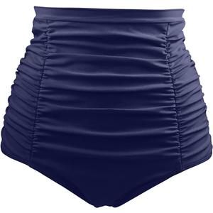Tempt Me Women's High Waisted Swimsuit Bottom Tummy Control Ruched Bikini Bottom Vintage Swim Bottom Tankini Briefs (1 Navy Blue)
