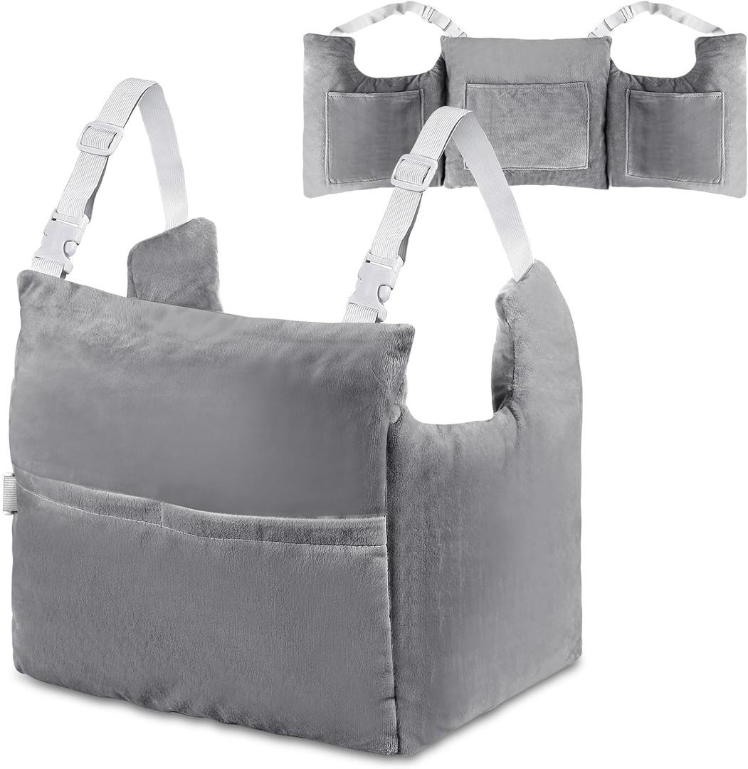 Suzile Mastectomy Pillow for Recovery Mastectomy Recovery Supplies Soft Breast Pillow for Breast Cancer Post Essentials, Internal and External Pockets for Ice Pack Remote Controls Phones(Gray)