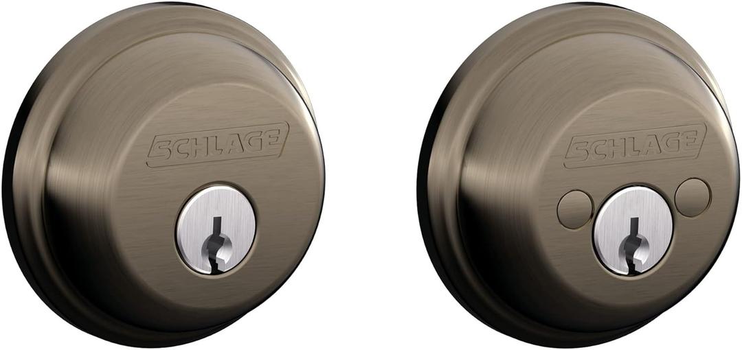 SCHLAGE B62N620 Deadbolt, Keyed 2 Sides, Antique Pewter