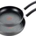 T-fal Ultimate Hard Anodized Nonstick Fry Pan Set 2 Piece, 8, 10 Inch, Oven Broiler Safe 400F, Kitchen, Cookware, Pots and Pans Set Non Stick, Frying Pans, Dishwasher Safe, Black