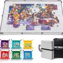 Tektalk Foldable Jigsaw Puzzle Board, Felt Puzzle Mat with Non-Slip Surface & 6 Colored Sorting Trays, Portable Puzzle Storage Saver, for Up to 1500 Pieces