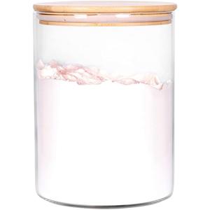Glass Flour Container with Airtight Bamboo Lid, Large Glass Food Jar with Wooden Lid for Storage Flour, Sugar, Cookies, Rice, Coffee Beans and etc (3L)