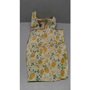 Vintage Floral Apron for Women with Functional Pockets Adjustable Neck Strap for Cooking Baking Mother's Gift (Lemon)