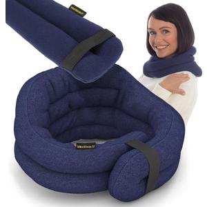 SunnyBay Microwave Heating Pad, Microwavable Cold or Heated Neck and Shoulder Wrap, Moist and Weighted Hands-Free Beanbag Pack with Wide Neck Coverage 26 Inches Long-Length Cotton, Navy Blue