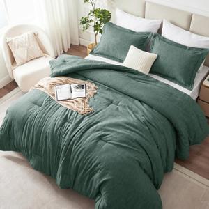 CozyLux Oversized King Comforter Set 120x98, Heathered Dark Green, 3 Pieces