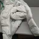 CREATMO US Women's Long Winter Faux Fur Coat Puffer Warm Jacket with Detachable Hood (Large, White)