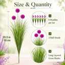 6 Pcs 3 Ft Artificial Tall Grass Plant with Purple Ball Flower for Outdoor