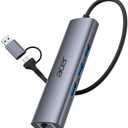 Acer USB to Ethernet Adapter, USBC Hub Ethernet 1Gbps with 3*USB 3.0, Aluminum Heat Dissipation, Driver Free, USB to Network Adapter for Windows 10, 8.1, Mac OS, Laptop, MacBook Pro, iPad, XPS, etc