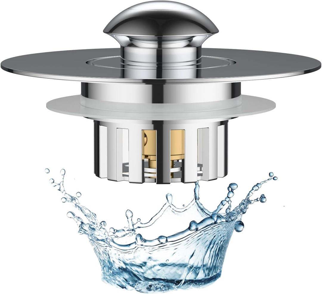 Bathtub Drain Stopper with Hair Catcher, Pop Up Tub Stopper Plug Cover with Filter Basket, Separate Design for Easy to Clean, Anti-Clogging, Universal for 1.4"-1.9" Hole