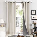 Deconovo Linen 100% Blackout Grommet Curtains for Bedroom and Living Room,Cream,52W x 108L Inch,2 Panels