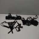 Kaei&Shi Garter Lingerie Set for Women, Sexy Floral Lace, Strappy High Waisted Hide Belly, 4 Piece with Exotic Choker Belt (0-2, Black)