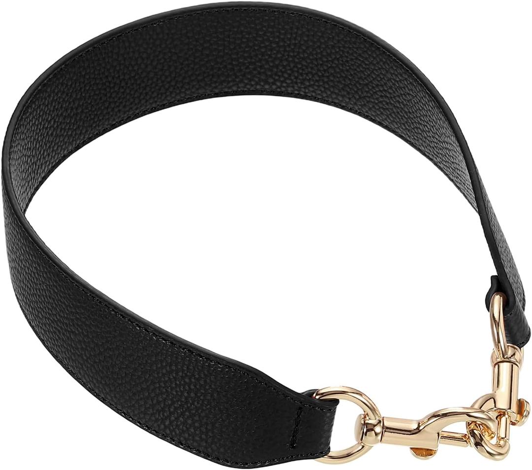uxcell 22.83 Inch PU Leather Short Bag Strap with Clasp, Purse Handles Handbags Replacement Straps for Clutch Bag Crossbody Underarm Bags, Black, Gold Buckle