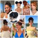 2PCS Messy Bun Hair Piece for Women Wavy Curly Scrunchies Synthetic Chignon Ponytail Hair Extensions Thick Updo Hairpieces Brunette/Ash Blonde