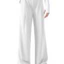 JOYCATCH Womens Wide Leg Yoga Dress Pants Buttery Soft High Waist Casual Pants Pull On Work Trousers White (White, XS)