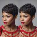 Pixie Cut Wigs Human Hair Short Wigs for Black Women Human Hair Pixie wig with Bangs Short Black Wig Color 028
