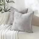 Stellhome Pack of 2, Soft Chenille Soild Throw Pillow Covers Accent Cushion Case Boho Farmhouse Neutral Decorative Pillowcase for Couch Sofa Bedroom Living Room Home Decor 16 x 16 Inch, Grey