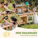 ROBUD Mud Kitchen for Kids Outdoor, Wooden Kids Mud Kitchen with Removable Sink, Planting Cup, Oven, Chalkboard, Utensils & Storage, Green Outdoor Play Kitchen for Ages 3+