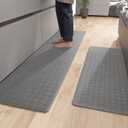 Color&Geometry Anti Fatigue Cushioned Checkered Designed Kitchen Rugs Set, Easy Clean, Waterproof & Oil Proof Kitchen Floor Mat, Anti Slip Runner for Front Sink Comfort Standing, 71" x 22" + 71.5" x 22"