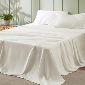 Bedsure Queen Sheet Set - 4 Pieces Soft Queen Size Sheets - Breathable & Cooling - Hotel Luxury - Easy Care Polyester Microfiber Bedding for Women, Men, Ivory