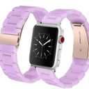 Resin Band Bracelet for Apple Watch Series 7/6/SE/5/4/3/2/1 (Purple, 42mm/44mm), Pack of 2
