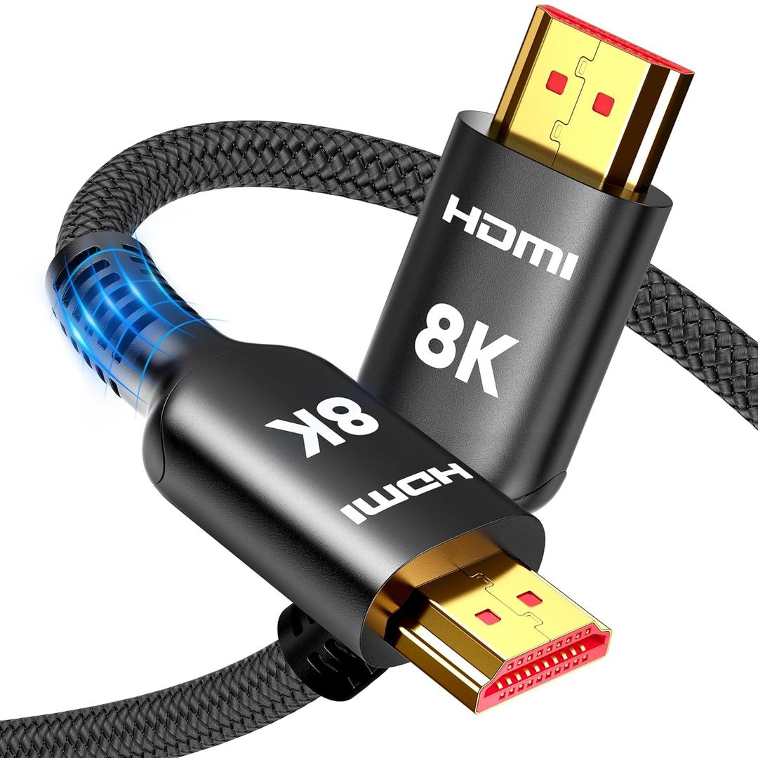 Highwings 8K HDMI Cable 12FT, 48Gbps Ultra High Speed HDMI Cable Braided Cord-4K@120Hz 8K@60Hz, DTS:X, HDCP 2.2&2.3, HDR 10 Compatible with Roku TV/PS5/HDTV/Blu-ray