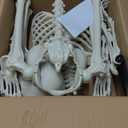 WODMAZ 5.4Ft Halloween Skeleton, Full Size Posable Skeleton with Glowing Eyes Creepy Sound, Full Body Life Size Skeleton and 2 Arm Stakes for Halloween Indoor Outdoor Haunted House Decorations