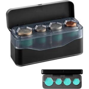 2 x Larger Capacity Coin Holder for Car, Compact Portable Change Coin Organizer | Coin Holder Compatible with Coins of Different Size, Coin Dispenser Storage Fit for Most Vehicle & Trucks, Easy to use